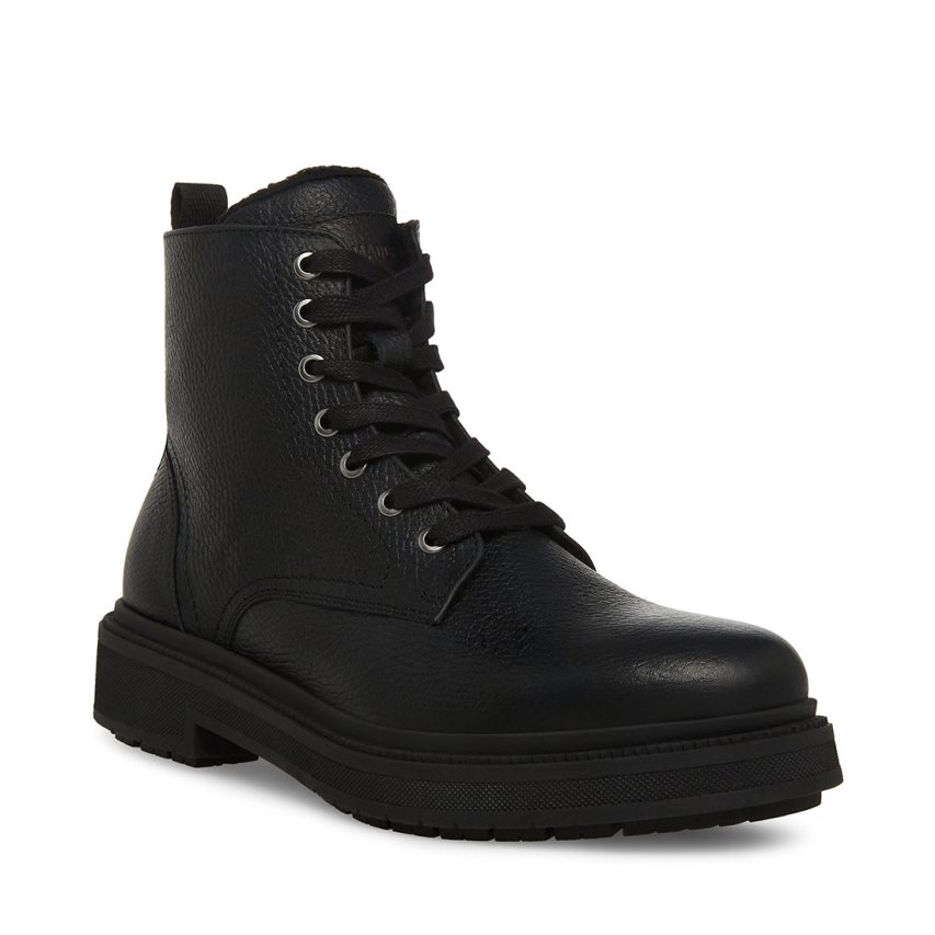 Black Steve Madden Denalii Leather Men's Ankle Boots | PH 1783QUV